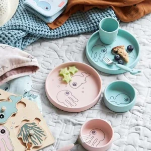 Coffret Repas 3 Pièces DONE BY DEER Sea Friends En Silicone Bleu – Done By Deer 18
